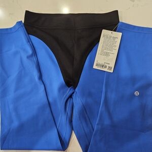 Lululemon Athletica Wundertrain Black and Blue  HR Tight * Twill NWT SZ 6